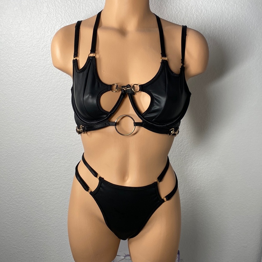 Black strapped lingerie